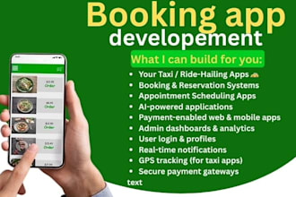 build a professional booking app, taxi app, ai app with scheduling and payment