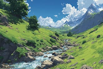 draw chill lofi style outdoor landscape art