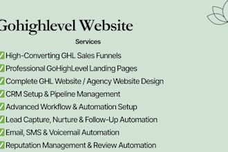 build gohighlevel sales funnel, go high level landing page, ghl website expert