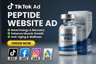 run organic tiktok ads, facebook, ig and google ads for peptide website