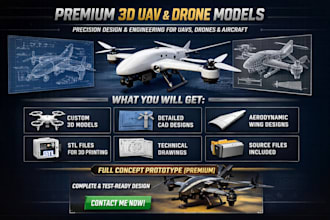 design 3d drone, uav design, aircraft cad, rc plane stl and aerodynamic wings