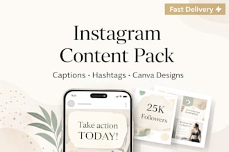 create instagram captions, hashtags and canva post designs