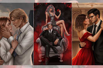 draw nsfw semi realistic couple art erotic book cover art illustration portrait