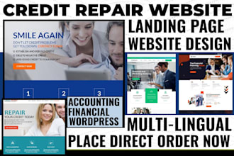 build seo credit repair website, finance website, accounting bookkeeping website
