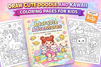 draw cute doodle and kawaii line art coloring pages