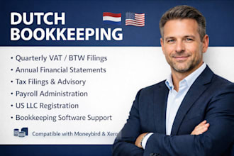 do dutch bookkeeping, quarterly vat returns and US business registration