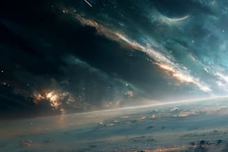 create high quality space art and futuristic space scenes