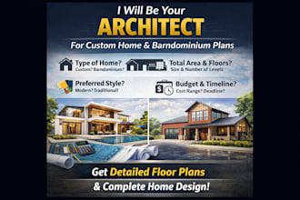 be your architect for custom home design and floor plans barndominium plans