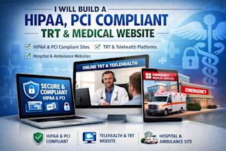 hipaa pci compliant website, trt telehealth website, hospital ambulance website