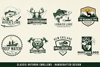 design vintage an outdoor hunting and fishing logo for your business