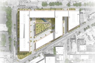 create 3d architectural master plan site plan, site context, 3d aerial rendering