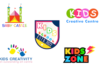 design children, kids, daycare custom logo for kids, baby brand