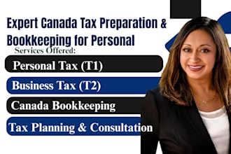 prepare canada tax return, business tax t2,personal tax t1 canada bookkeeping