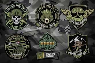 design modern stunning military patch and badge logo