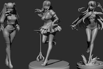 sculpt 3d nsfw female character anime figures 3d print in blender zbrush