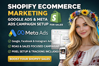 set up shopify ecommerce marketing with google and facebook,instagram ads sales