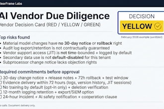 deliver ai vendor due diligence pack and contract clause checklist
