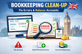 fix messy UK bookkeeping in excel, vt, xero or qb