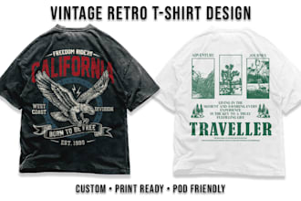 create vintage retro t shirt design for pod