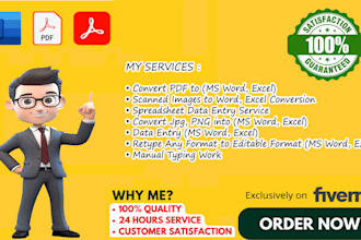 convert PDF scanned pages to google docs, typing services