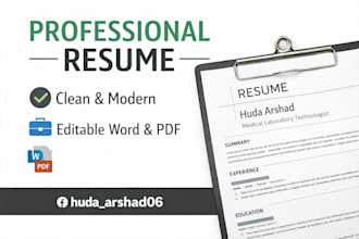 create a clean, professional resume for job or internship