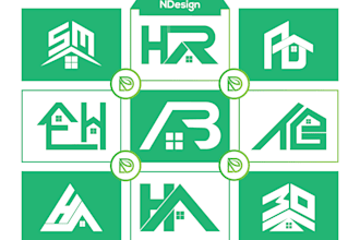 luxury letter logo design and real estate brand identity with house icon vector