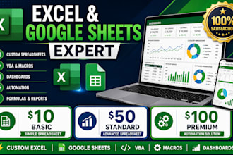 create excel spreadsheet, google sheets, dashboard, vba, automation and payroll