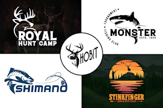 design premium hunting outdoor fishing and deer logo