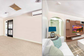 professionally virtual stage empty rooms for real estate