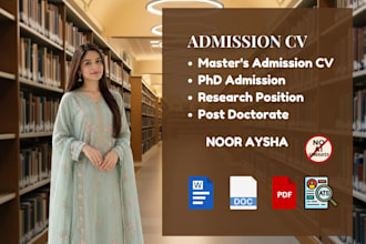 create an admission CV for master and phd applications
