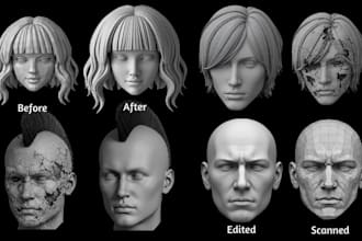3d scan cleanup, fix mesh, repair stl file, edit 3d scan head for 3d printing