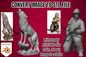 convert 2d drawing image to 3d printable stl model figurine toy product design