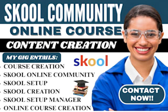 do skool community setup skool online course content creation management