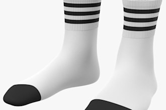 create realistic 3d socks designs for product visualization