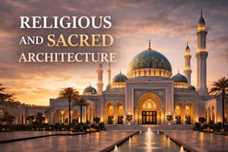 design church, mosque, temple, religion buildings, interior and exterior