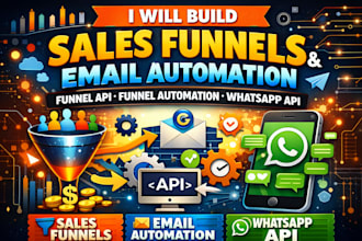build  sales funnels email automation funnel api, funnel automation whatsapp API