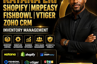 setup katana erp shopify mrpeasy fishbowl vtiger zoho crm inventory management