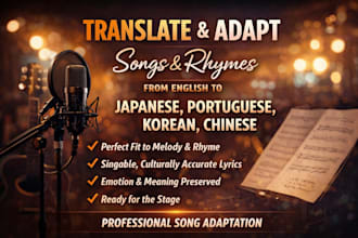 translate adapt song or rhyme from english to japanese portuguese korean chinese