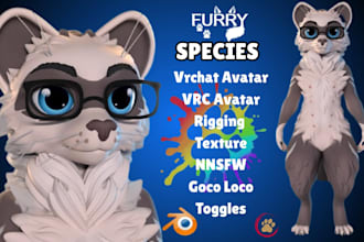 model a custom vrchat furry avatar, furry vtuber model, nsfw vr character, vrm