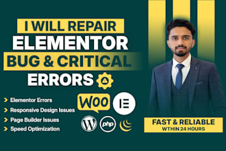 professionally fix wordpress elementor errors, bugs, and responsive issues