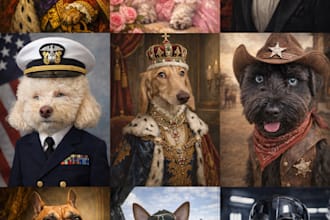 create a royal pet portrait from your photo