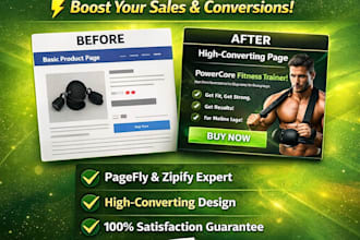create professional shopify landing page, gempage using pagefly or zipify