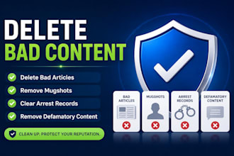 delete bad articles, mugshots, arrest records and defamatory content