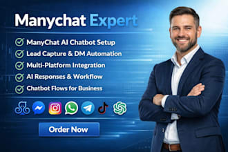 create manychat ai chatbot for social media business for lead generation