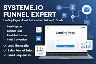 follow up emails and automation landing page and automation in systeme io funnel