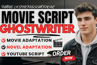 write a cinematic movie script, screenwriting, screenplay, film script