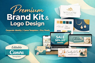 design premium brandkit  cooperate identity logo style canva template etsy
