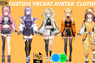 make custom vrchat clothing avatar outfit 3d clothing unity ready vrchat clothes