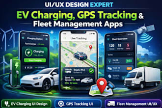 design ev charging, gps tracking and fleet management mobile app UI UX