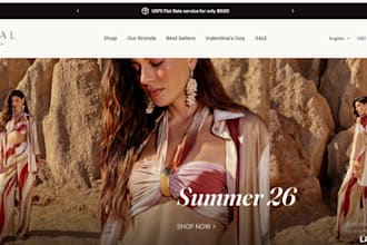 design modern shopify clothing store for tops, dresses, swimwear fashion store